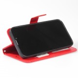 Fourre iPhone 14 - Premium Flip cuir lisse porte-cartes - Rouge