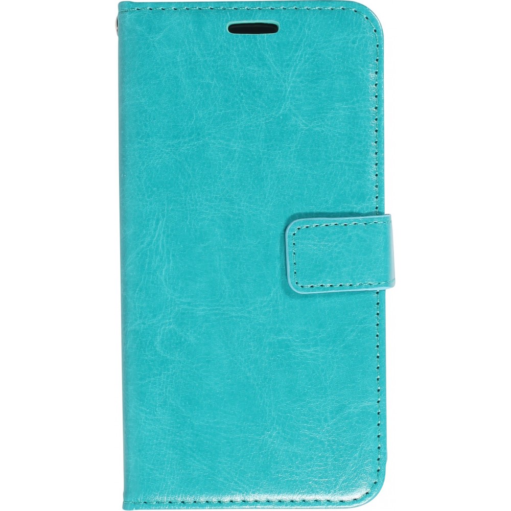 Fourre iPhone 14 - Premium Flip cuir lisse porte-cartes - Turquoise