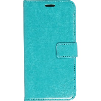 Fourre iPhone 13 - Premium Flip cuir lisse porte-cartes - Turquoise