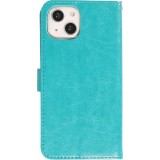 Fourre iPhone 14 - Premium Flip cuir lisse porte-cartes - Turquoise