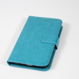 Fourre iPhone 14 - Premium Flip cuir lisse porte-cartes - Turquoise