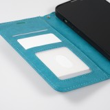 Fourre iPhone 14 - Premium Flip cuir lisse porte-cartes - Turquoise