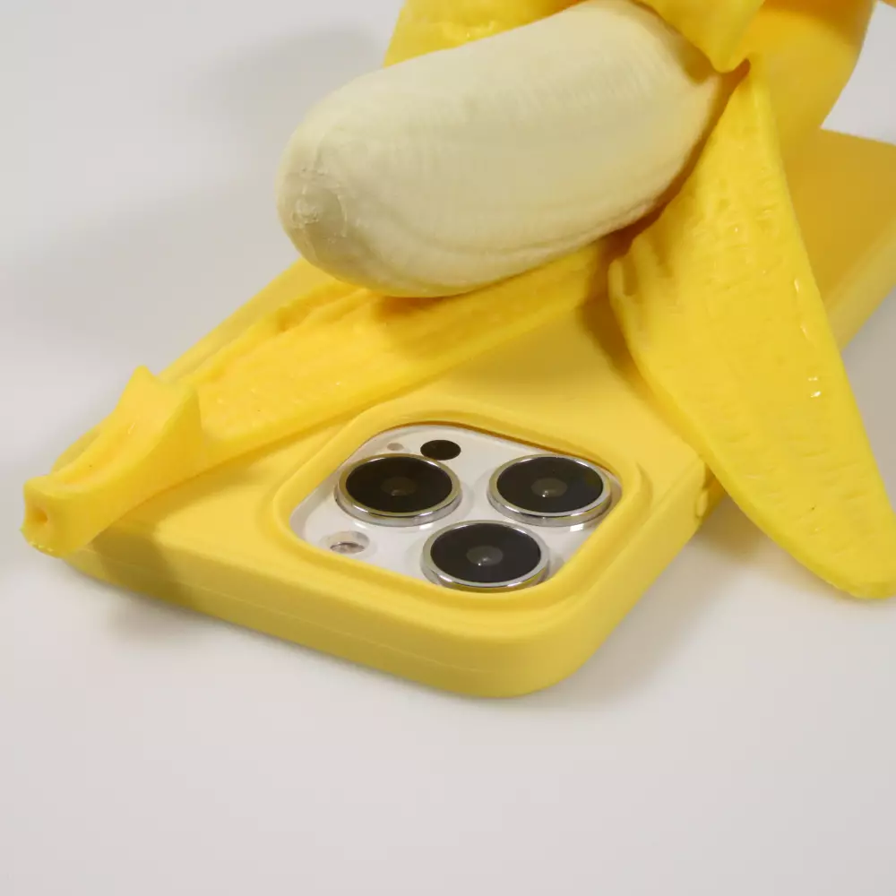 iPhone 13 Pro Max Case Hülle - Lustige Spass Hülle 3D Banane - Gelb