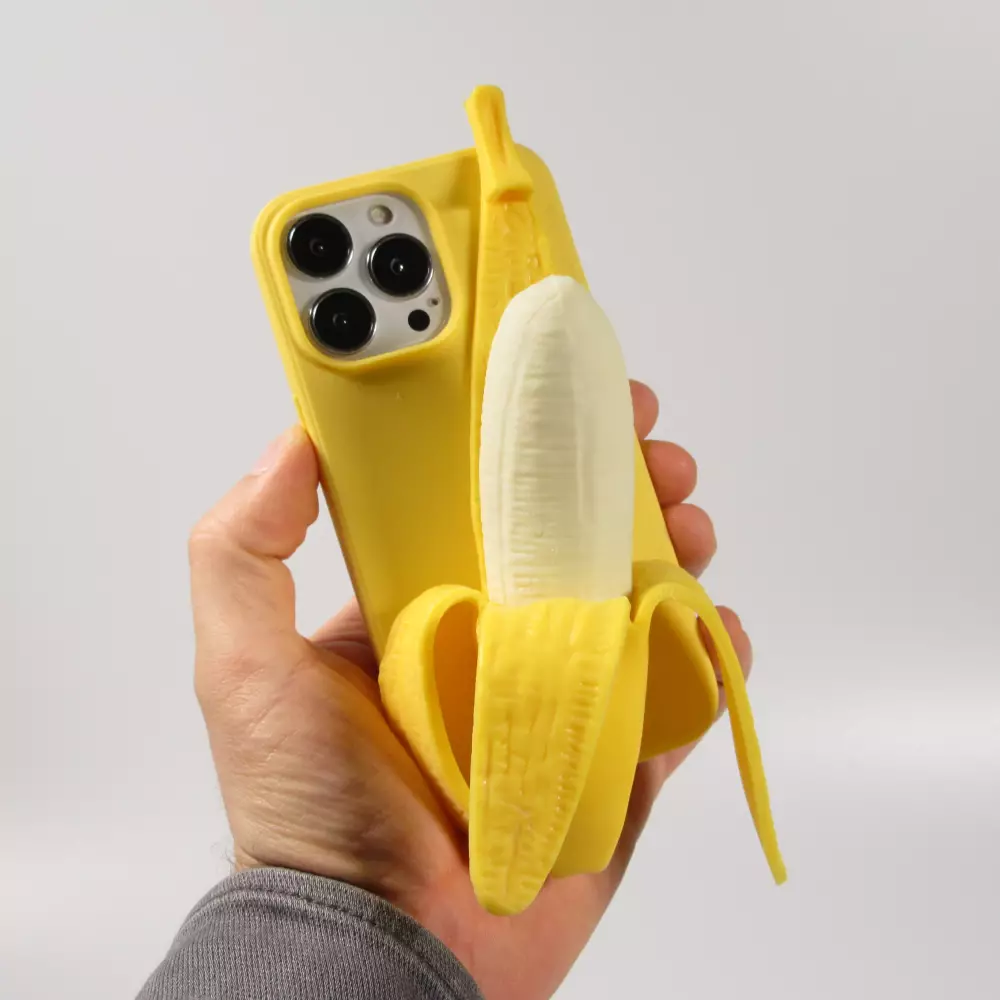 iPhone 13 Pro Max Case Hülle - Lustige Spass Hülle 3D Banane - Gelb