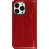 Fourre iPhone 15 Pro - Flip Fierre Shann cuir véritable - Rouge