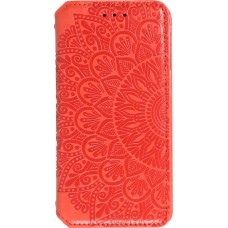 Fourre iPhone 13 Pro Max - Flip Wallet fashion mandala design artistique - Rouge