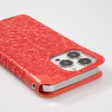 Fourre iPhone 13 Pro Max - Flip Wallet fashion mandala design artistique - Rouge