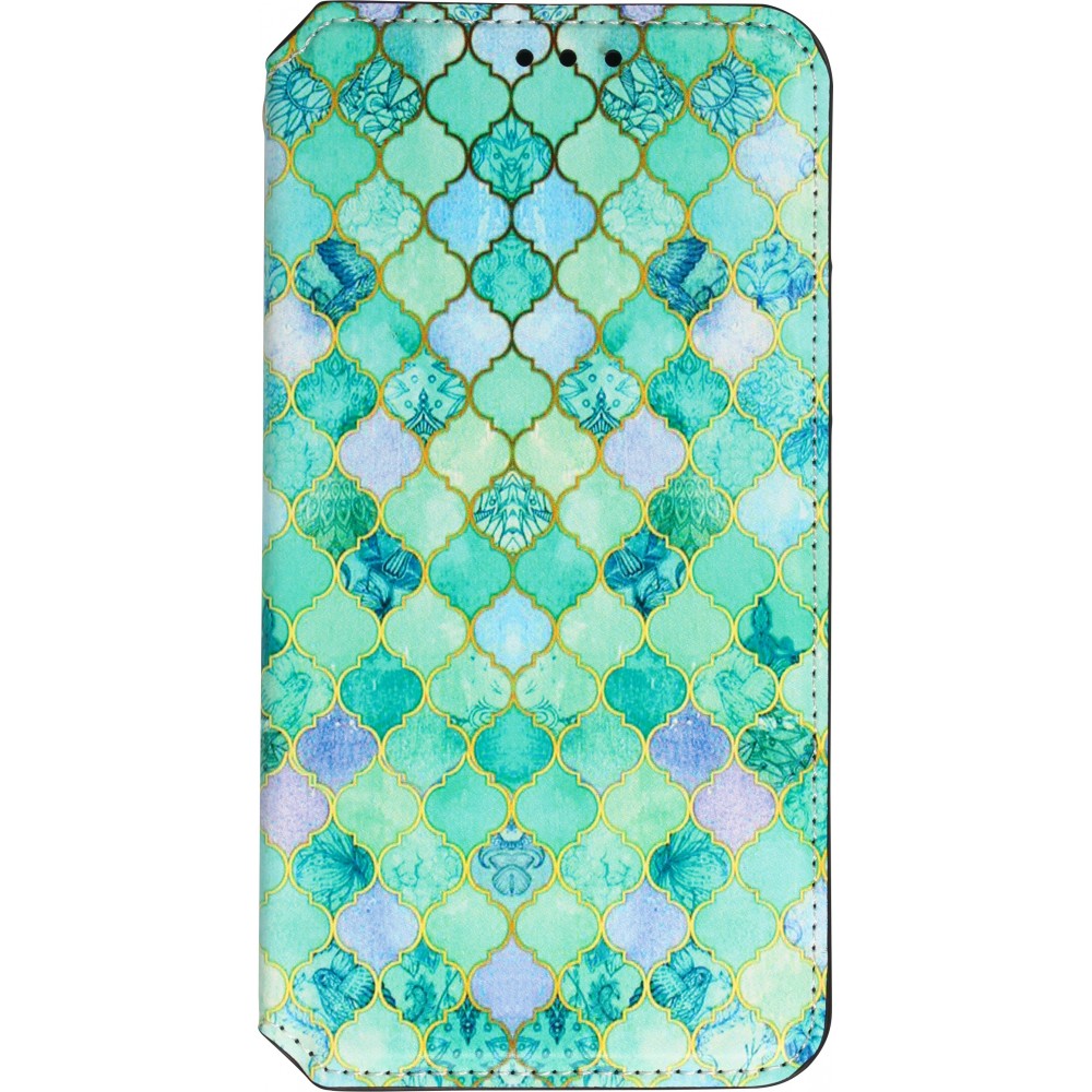 Fourre iPhone 13 Pro - Flip mosaïque orientale avec rangement pour cartes de crédit, billet, carte SIM