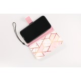 Fourre iPhone 13 Pro - Flip Wallet marble geometric lines avec fermeture à aimant - Rose