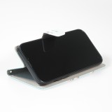 Fourre iPhone 12 / 12 Pro - Premium Wallet flip fermeture magnétique et porte-carte - Fleures Sakura - Bleu clair