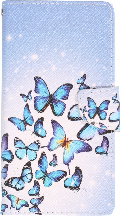 Fourre iPhone 13 Pro Max - Premium Wallet flip fermeture magnétique et porte-carte - Nuée de papillons - Violet clair
