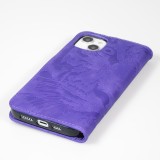 Fourre iPhone 14 Plus - Flip 3D en similicuir Oeil du tigre - Violet
