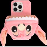 Fourre iPhone 14 Pro - Coque amusante 3D Adorable monstre en peluche avec capuchon de bouche - Rose