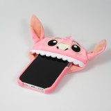 Fourre iPhone 14 Pro - Coque amusante 3D Adorable monstre en peluche avec capuchon de bouche - Rose