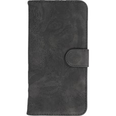Fourre iPhone 15 Pro Max - Flip 3D en similicuir Oeil du tigre - Noir