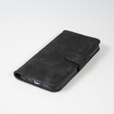 Fourre iPhone 15 Pro Max - Flip 3D en similicuir Oeil du tigre - Noir