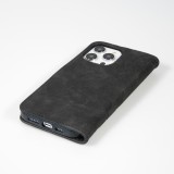 Fourre iPhone 15 Pro Max - Flip 3D en similicuir Oeil du tigre - Noir