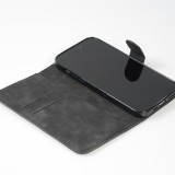 Fourre iPhone 15 Pro Max - Flip 3D en similicuir Oeil du tigre - Noir