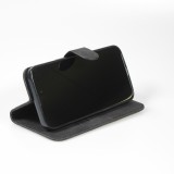 Fourre iPhone 15 Pro Max - Flip 3D en similicuir Oeil du tigre - Noir