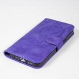 Fourre iPhone 14 Pro Max - Flip 3D en similicuir Oeil du tigre - Violet