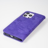Fourre iPhone 14 Pro Max - Flip 3D en similicuir Oeil du tigre - Violet