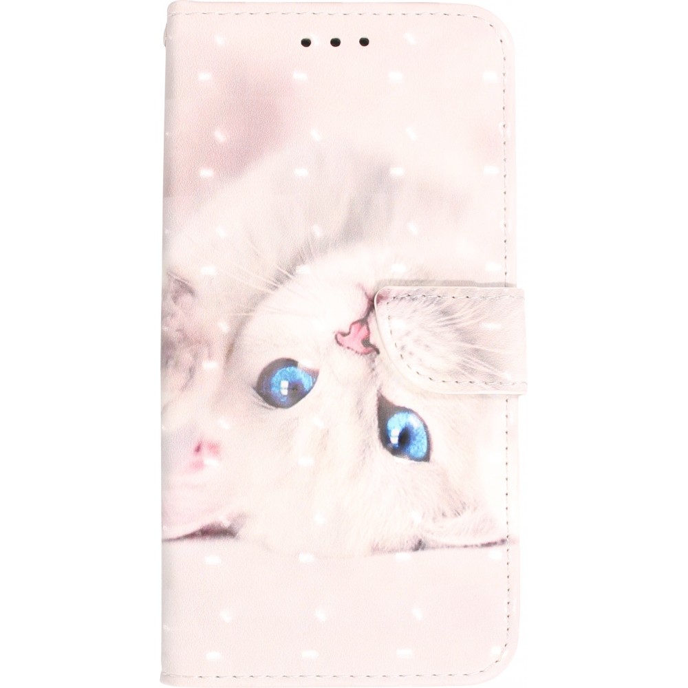 Fourre iPhone 14 Pro Max - Flip - Cat blue eyes - Blanc