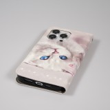 Fourre iPhone 14 Pro Max - Flip - Cat blue eyes - Blanc