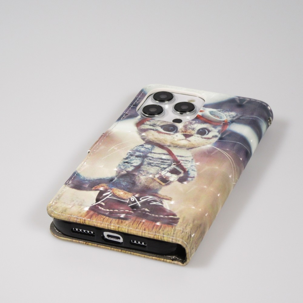 Fourre iPhone 14 Pro Max - Flip - Explorer kitten - Beige