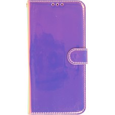 iPhone 14 Pro Max Case Hülle - Flip Glatt brilliant glänzend magische Farbe mit Schlaufe - Purple Sunset