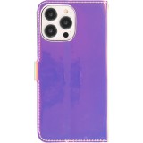iPhone 14 Pro Max Case Hülle - Flip Glatt brilliant glänzend magische Farbe mit Schlaufe - Purple Sunset