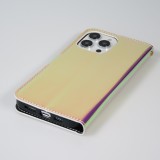 iPhone 14 Pro Max Case Hülle - Flip Glatt brilliant glänzend magische Farbe mit Schlaufe - Purple Sunset