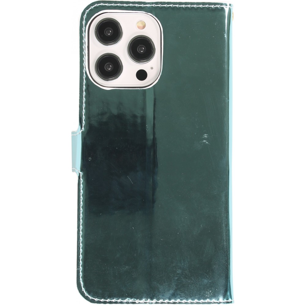 iPhone 14 Pro Max Case Hülle - Flip Glatt brilliant glänzend & reflektierend mit Schlaufe - Deep Ocean