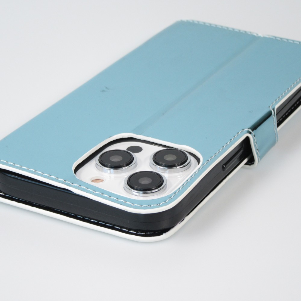 iPhone 14 Pro Max Case Hülle - Flip Glatt brilliant glänzend & reflektierend mit Schlaufe - Deep Ocean