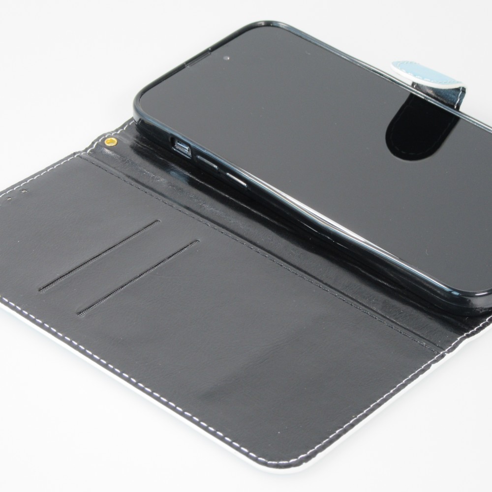 iPhone 14 Pro Max Case Hülle - Flip Glatt brilliant glänzend & reflektierend mit Schlaufe - Deep Ocean