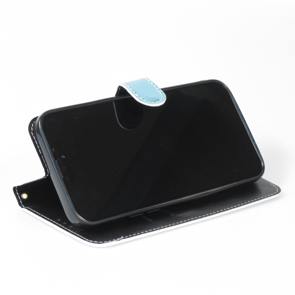 iPhone 14 Pro Max Case Hülle - Flip Glatt brilliant glänzend & reflektierend mit Schlaufe - Deep Ocean
