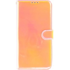 Fourre iPhone 14 Pro Max - Flip lisse brillant couleur magique avec dragonne - Tequila Sunrise