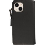 Fourre iPhone 15 - Etui portefeuille luxueux et sophistiqué en cuir avec aimant et compartiment à monnaie - Noir