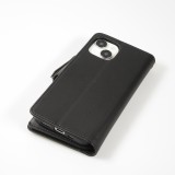 Fourre iPhone 15 - Etui portefeuille luxueux et sophistiqué en cuir avec aimant et compartiment à monnaie - Noir