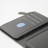 Fourre iPhone 15 - Etui portefeuille luxueux et sophistiqué en cuir avec aimant et compartiment à monnaie - Noir
