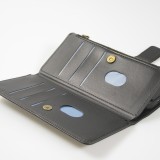 Fourre iPhone 15 - Etui portefeuille luxueux et sophistiqué en cuir avec aimant et compartiment à monnaie - Noir