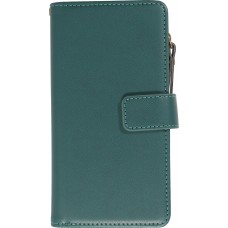 Fourre iPhone 15 - Etui portefeuille luxueux et sophistiqué en cuir avec aimant et compartiment à monnaie - Vert