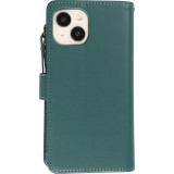 Fourre iPhone 15 - Etui portefeuille luxueux et sophistiqué en cuir avec aimant et compartiment à monnaie - Vert