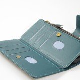 Fourre iPhone 15 - Etui portefeuille luxueux et sophistiqué en cuir avec aimant et compartiment à monnaie - Vert