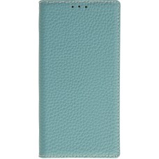 Fourre iPhone 15 Pro - Flip 3D cuir grainé véritable de vache - Bleu