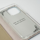 Fourre iPhone 15 Pro - Flip 3D cuir grainé véritable de vache - Bleu