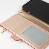 Fourre iPhone 15 Pro - Flip Wallet en cuir végétal avec portefeuille et fermeture magnétique - Rouge