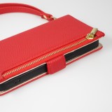 Fourre iPhone 15 Pro - Flip Wallet en cuir végétal avec portefeuille et fermeture magnétique - Rouge