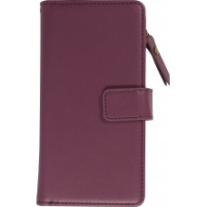 Fourre iPhone 15 Pro Max - Etui portefeuille luxueux et sophistiqué en cuir avec aimant et compartiment à monnaie - Violet foncé