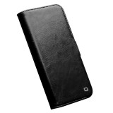 Fourre iPhone 14 Pro - Flip Qialino cuir véritable avec fermeture magnétique - Noir