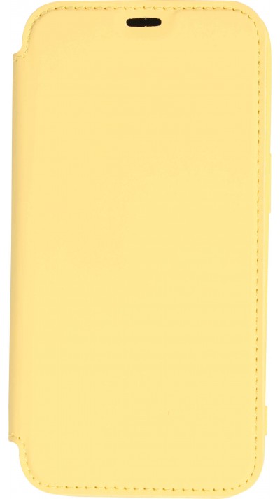 iPhone 15 Pro Max Case Hülle - Flip weiches Silikon mit matt glatter Oberfläche - Gelb